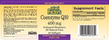 Natural Factors Coenzyme Q10 400 mg - supplement