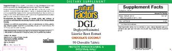 Natural Factors DGL Chocolate Coconut - supplement