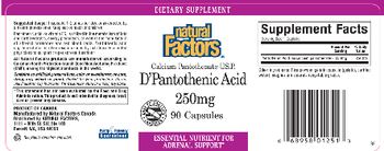 Natural Factors D'Pantothenic Acid 250 mg - supplement