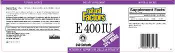 Natural Factors E 400 IU - supplement