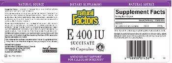 Natural Factors E 400 IU Succinate - supplement