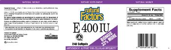 Natural Factors E 400 IU - supplement