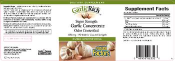 Natural Factors GarlicRich Super Strength Garlic Concentrate Odor Controlled - 