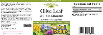 Natural Factors HerbalFactors Olive Leaf 20:1 - supplement