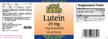 Natural Factors Lutein 20 mg 1 mg Zeaxanthin - supplement