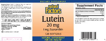 Natural Factors Lutein 20 mg 1 mg Zeaxanthin - supplement