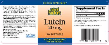 Natural Factors Lutein 20 mg - supplement