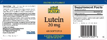 Natural Factors Lutein 20 mg - supplement