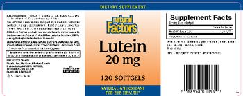 Natural Factors Lutein 20 mg - supplement