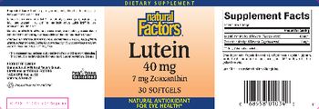 Natural Factors Lutein 40 mg 7 mg Zeaxanthin - supplement