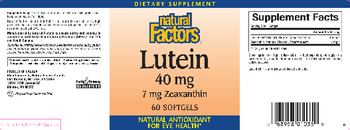 Natural Factors Lutein 40 mg 7 mg Zeaxanthin - supplement