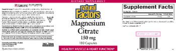 Natural Factors Magnesium Citrate 150 mg - supplement
