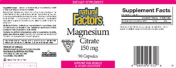 Natural Factors Magnesium Citrate 150 mg - supplement