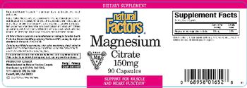 Natural Factors Magnesium Citrate 150 mg - supplement