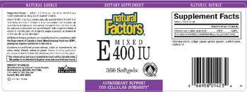 Natural Factors Mixed E 400 IU - supplement