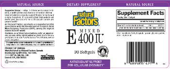 Natural Factors Mixed E 400 IU - supplement