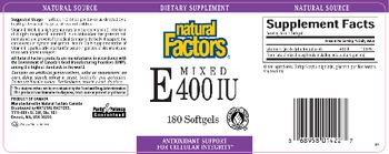 Natural Factors Mixed E 400 IU - supplement