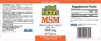 Natural Factors MSM 1000 mg - supplement