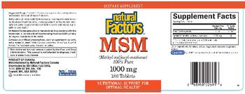 Natural Factors MSM 1000 mg - supplement