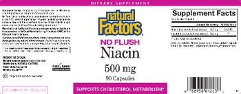 Natural Factors No Flush Niacin 500 mg - supplement