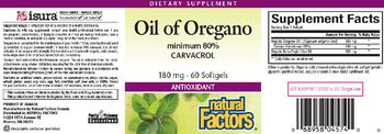 Natural Factors Oil of Oregano 180 mg - supplement