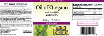 Natural Factors Oil of Oregano 180 mg - supplement