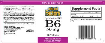 Natural Factors Pyridoxine HCl B6 50 mg - supplement