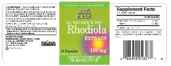 Natural Factors Rhodiola Extract - supplement