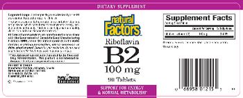 Natural Factors Riboflavin B2 100 mg - supplement