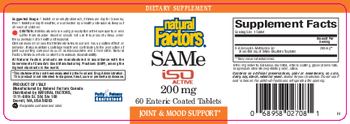 Natural Factors SAMe Iso Active 200 mg - supplement