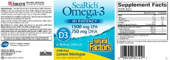Natural Factors SeaRich Omega-3 Hi Potency with D3 Delicious Lemon Meringue - supplement