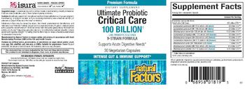 Natural Factors Ultimate Probiotic Critcal Care - supplement