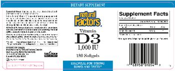 Natural Factors Vitamin D3 1,000 IU - supplement