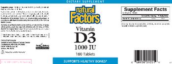 Natural Factors Vitamin D3 1000 IU - supplement