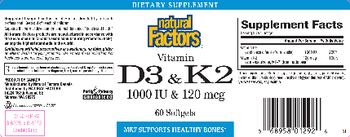 Natural Factors Vitamin D3 1000 IU & K2 120 mcg - supplement