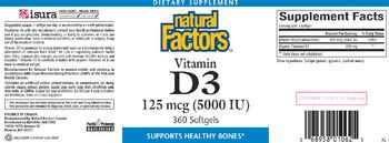 Natural Factors Vitamin D3 125 mcg (5000 IU) - supplement