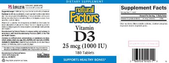 Natural Factors Vitamin D3 25 mcg (1000 IU) - supplement