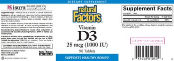 Natural Factors Vitamin D3 25 mcg (1000 IU) - supplement
