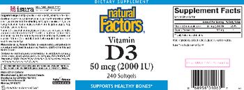 Natural Factors Vitamin D3 50 mcg (2000 IU) - supplement