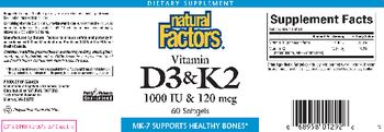 Natural Factors Vitamin D3 & K2 - supplement
