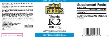 Natural Factors Vitamin K2 100 mcg - supplement