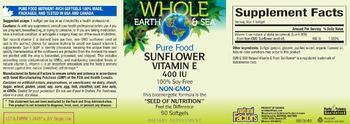Natural Factors Whole Earth & Sea Pure Food Sunflower Vitamin E 400 IU - supplement