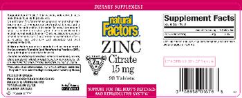 Natural Factors Zinc Citrate 15 mg - supplement