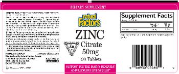 Natural Factors Zinc Citrate 50 mg - supplement