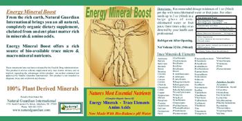 Natural Guardian Energy Mineral Boost - this product is sold as supplement only any claims written oral or implied regarding the advantages 