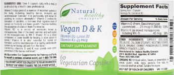 Natural Healthy Concepts Vegan D & K - supplement