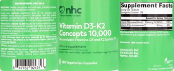 Natural Healthy Concepts Vitamin D3-K2 Concepts 10,000 - supplement