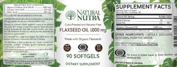 Natural Nutra Flaxseed Oil 1,000 mg - supplement