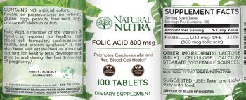 Natural Nutra Folic Acid 800 mcg - supplement