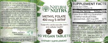 Natural Nutra Methyl Folate 400 mcg 5-MTHF - supplement